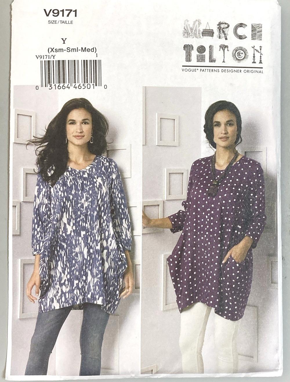 Vogue V9171 Marcy Tilton Design Misses Pullover Tunic w/Pockets Sz 4-14 UNCUT